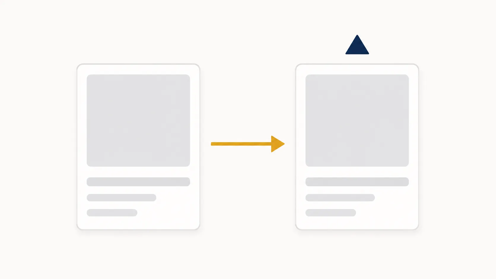 Two identical laptop product listing cards connected by an arrow, illustrating the same Amazon listing on drop-off day and again after the refund posted six days later.