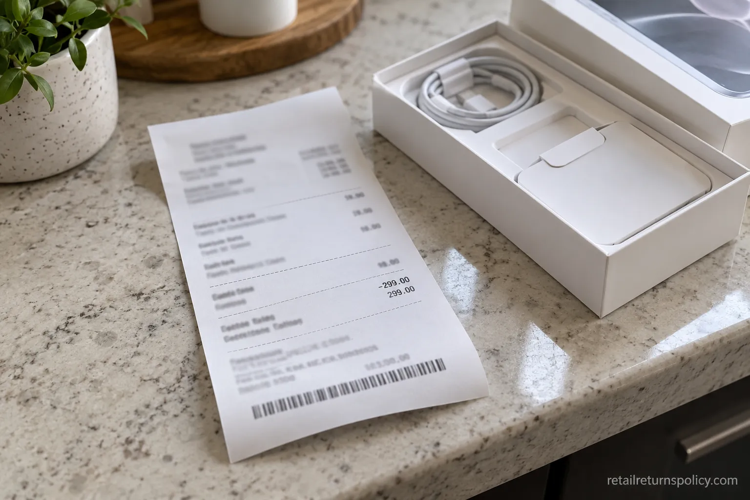 Apple full-refund receipt for an opened item with no restocking fee.