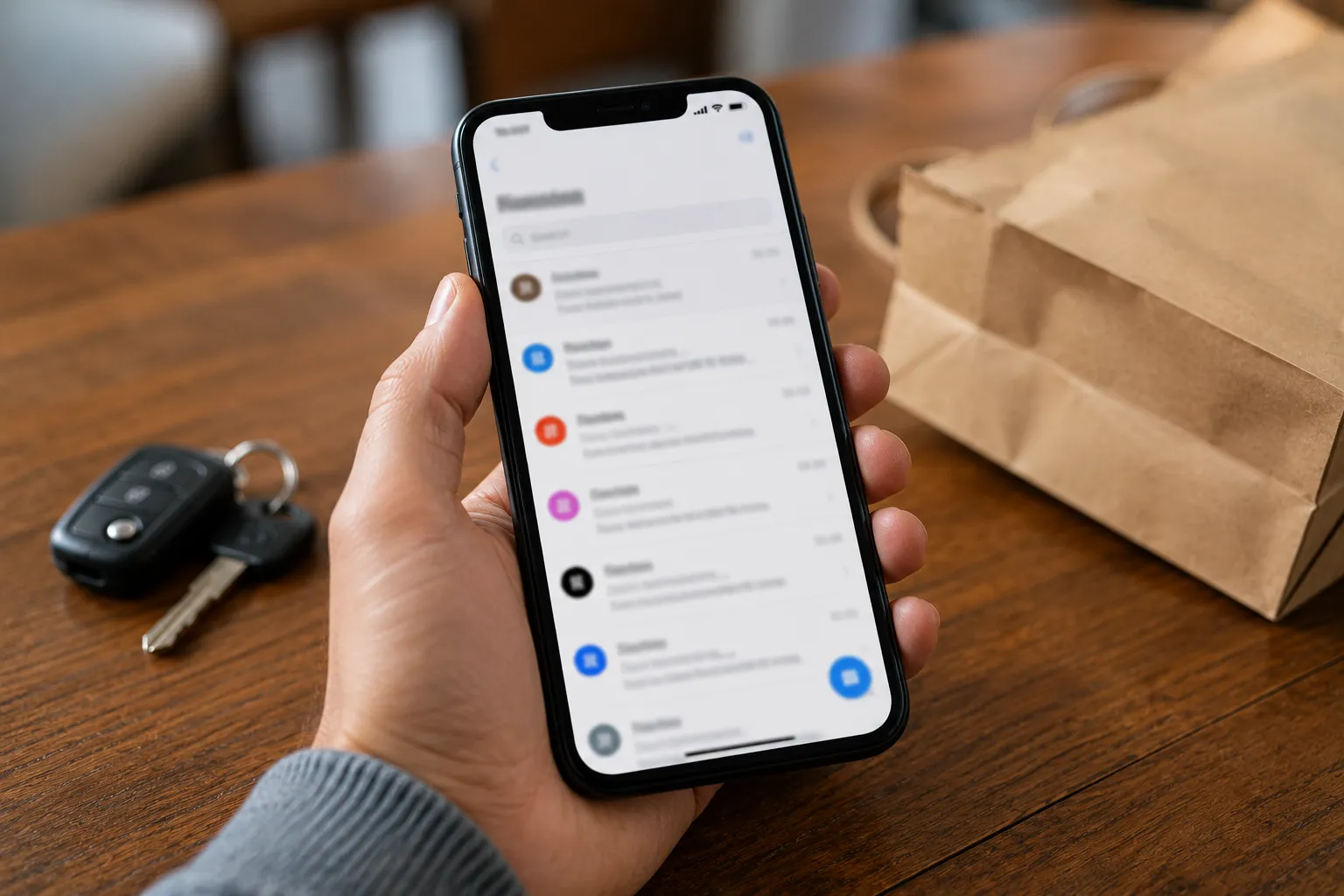 Hand holding a phone showing a digital receipt inbox used to avoid no-receipt return losses.