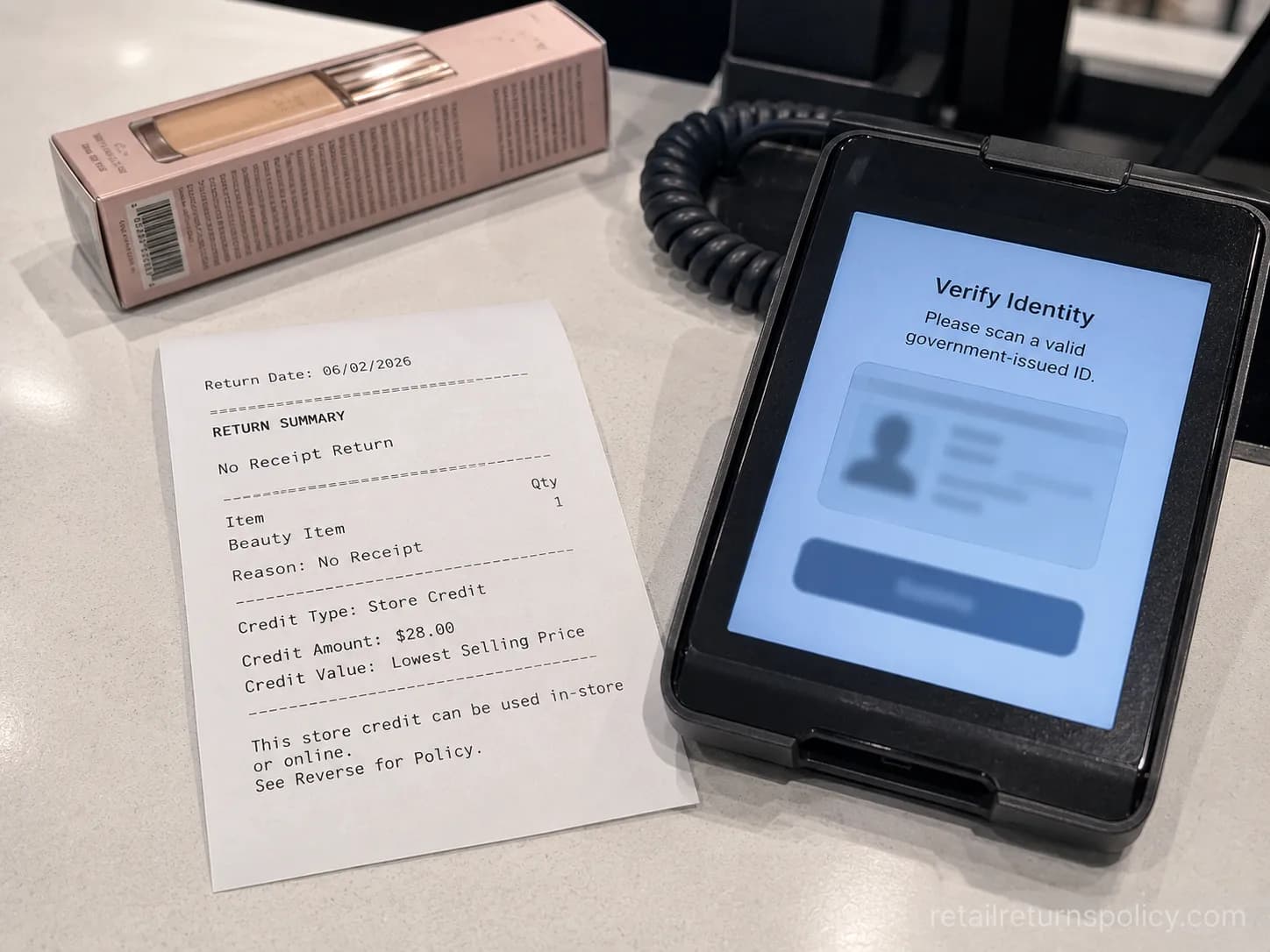 No receipt beauty return store credit slip at the lowest selling price