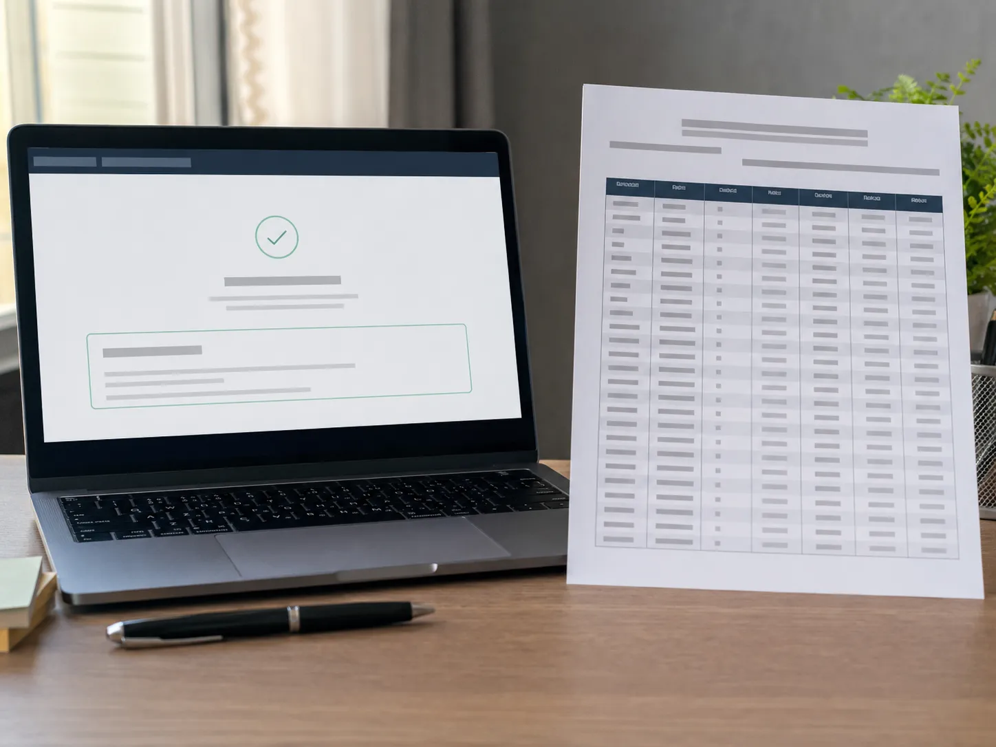Representative illustration of a RAR request confirmation displayed on a laptop beside a redacted Return Activity Report listing past returns on a printed page on a tidy desk.