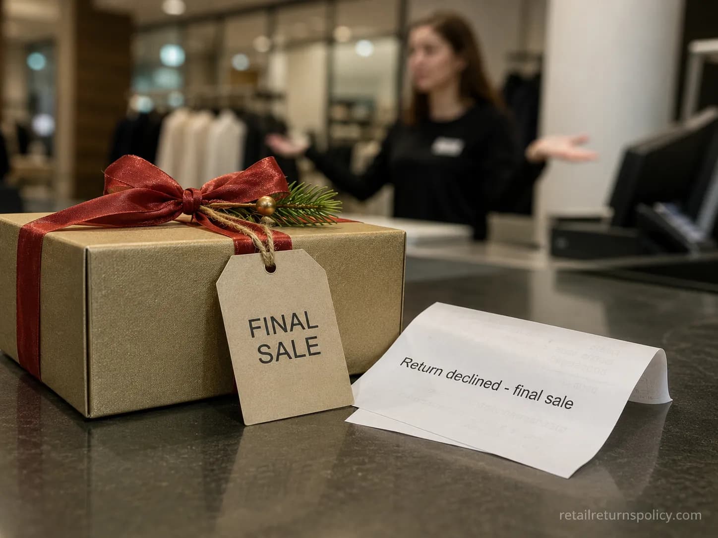 final-sale holiday gift declined at a store return counter