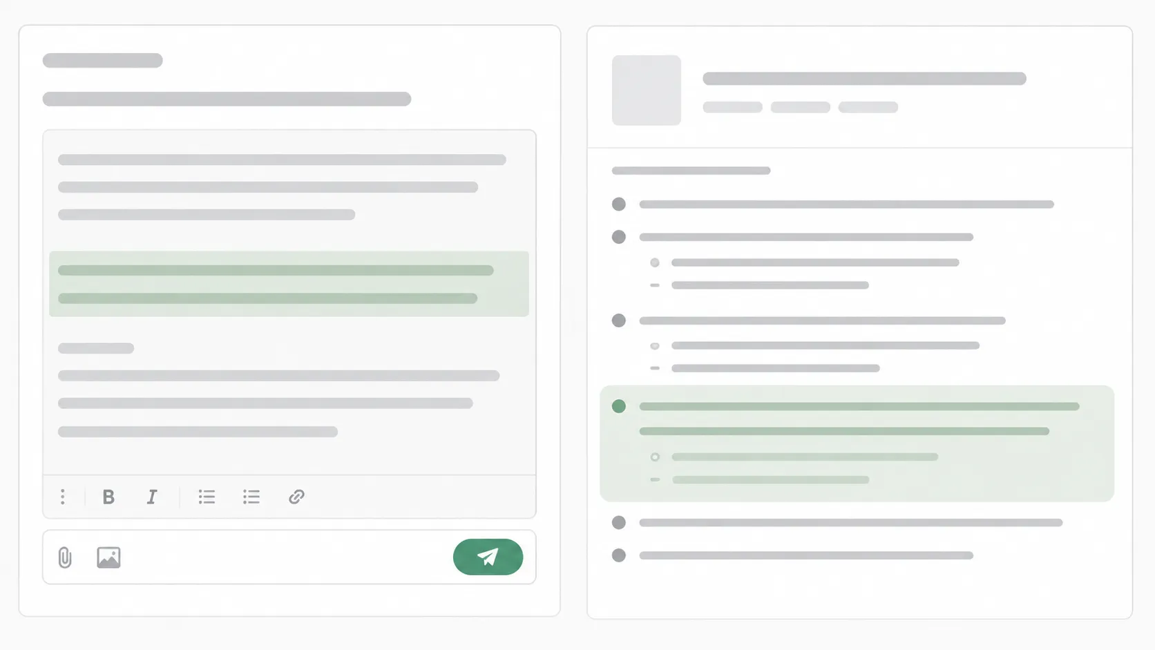 Split-screen illustration showing a drafted customer service message beside product listing terms, highlighting how referencing listing terms can support an Amazon return request.
