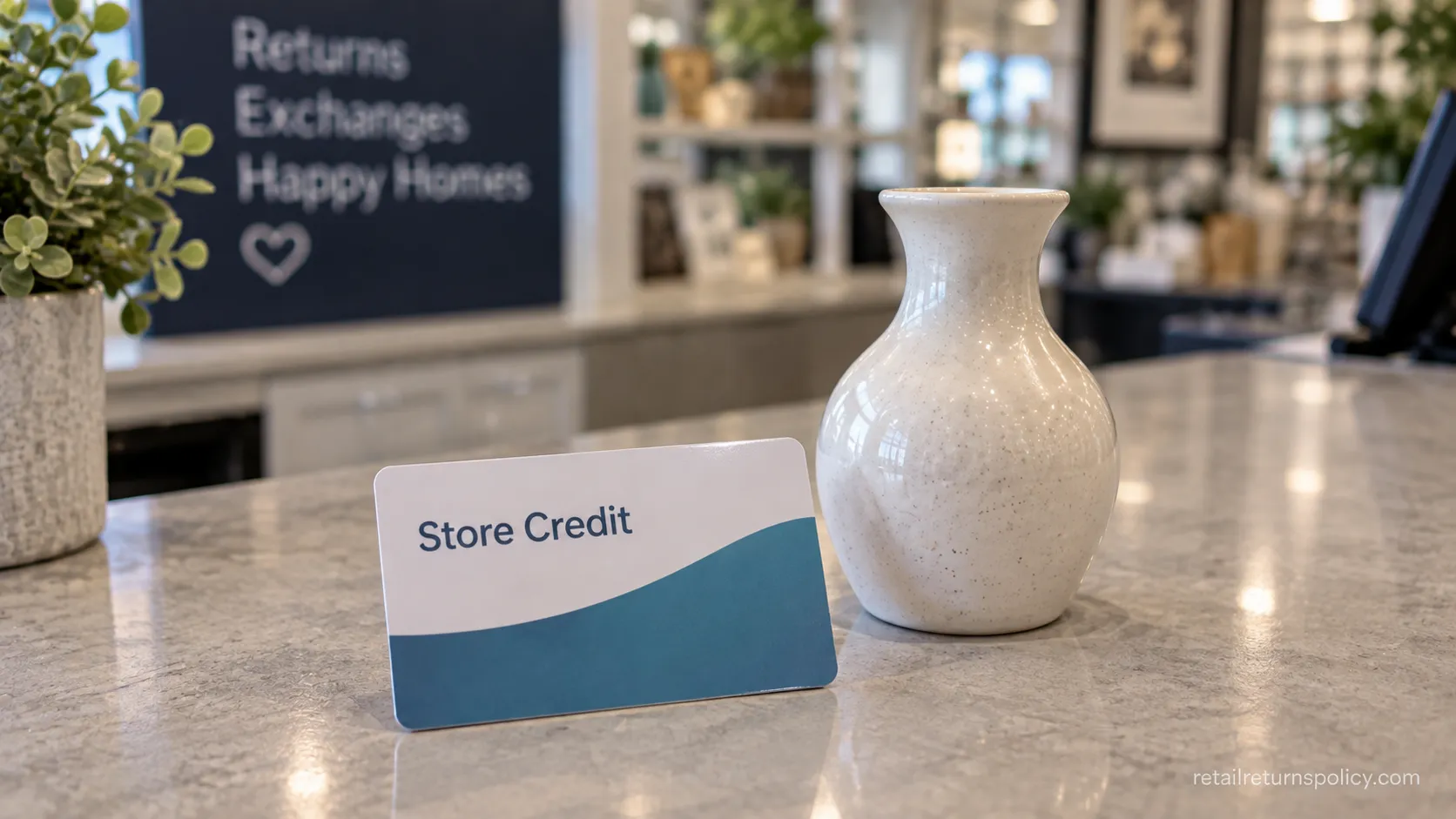 At Home store credit card issued for a no-receipt vase return.