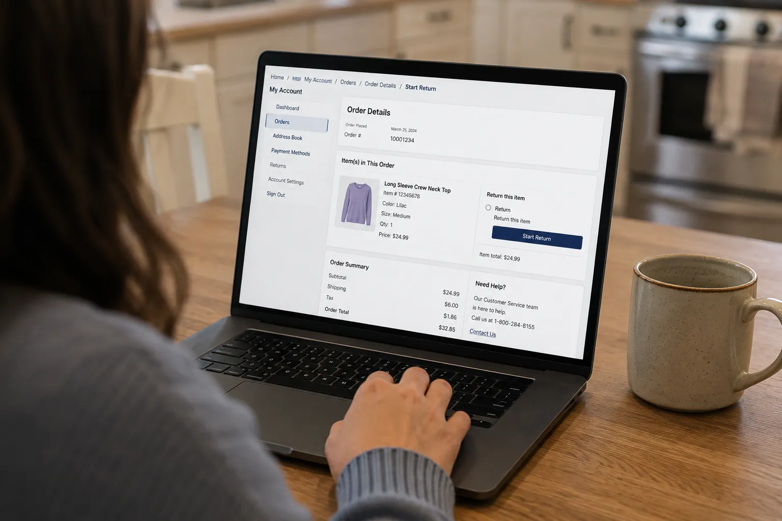 Starting a Boscov’s online return from a customer account on a laptop at home.