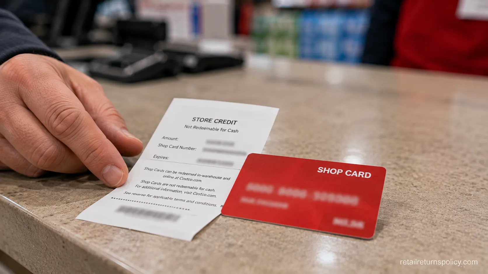Non-member Costco gift return refunded to a Costco Shop Card and store-credit slip