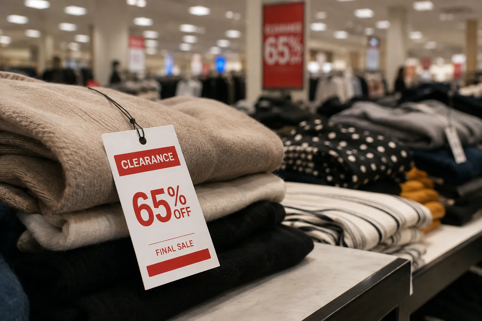 Dillard’s clearance tag marked 65 percent off flagged as final sale