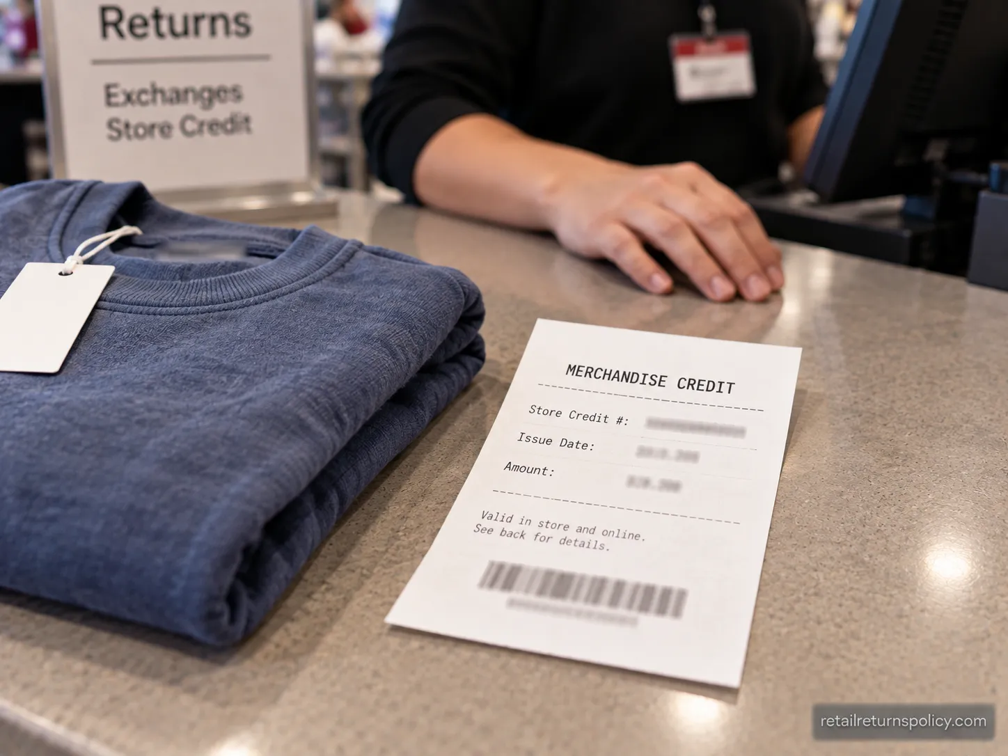 store credit slip from returning a gift without the original receipt.