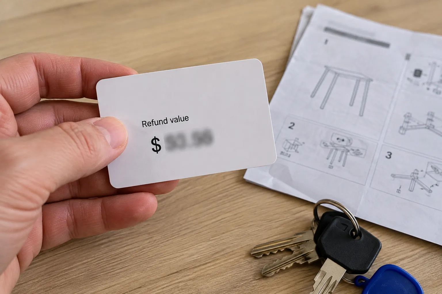 IKEA refund card issued for a no-receipt return instead of cash.