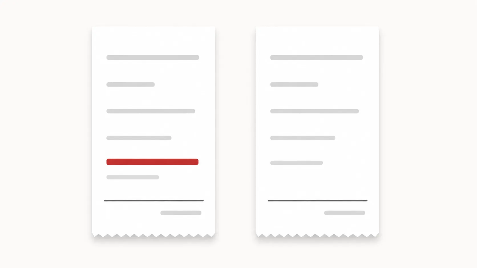 Representative illustration of two receipt-style panels comparing an item refund with non-refundable shipping charges, highlighting that the item was refunded but shipping was not.