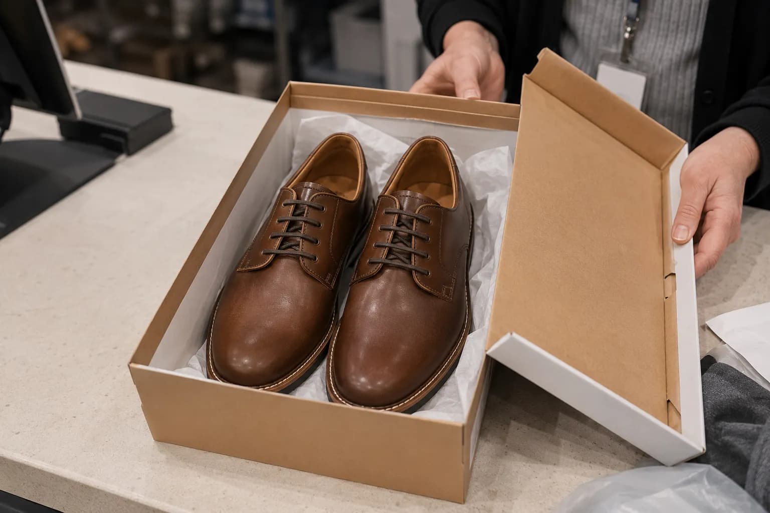 Unworn shoes in their original box during a Nordstrom size exchange
