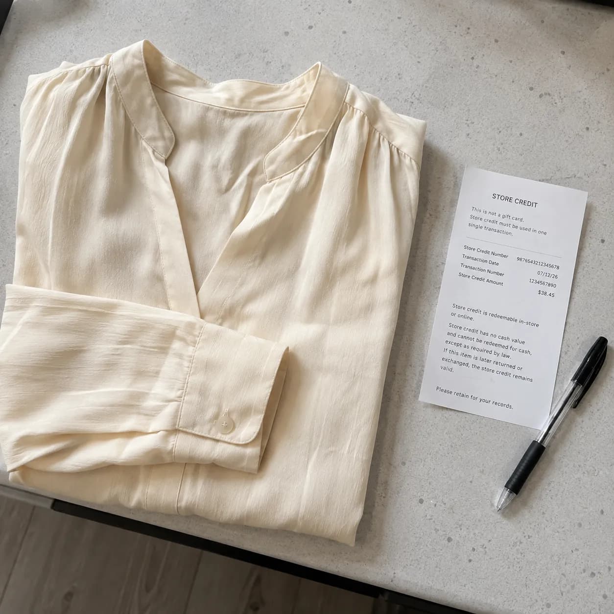Worn-once blouse returned to Nordstrom for store credit instead of a full refund