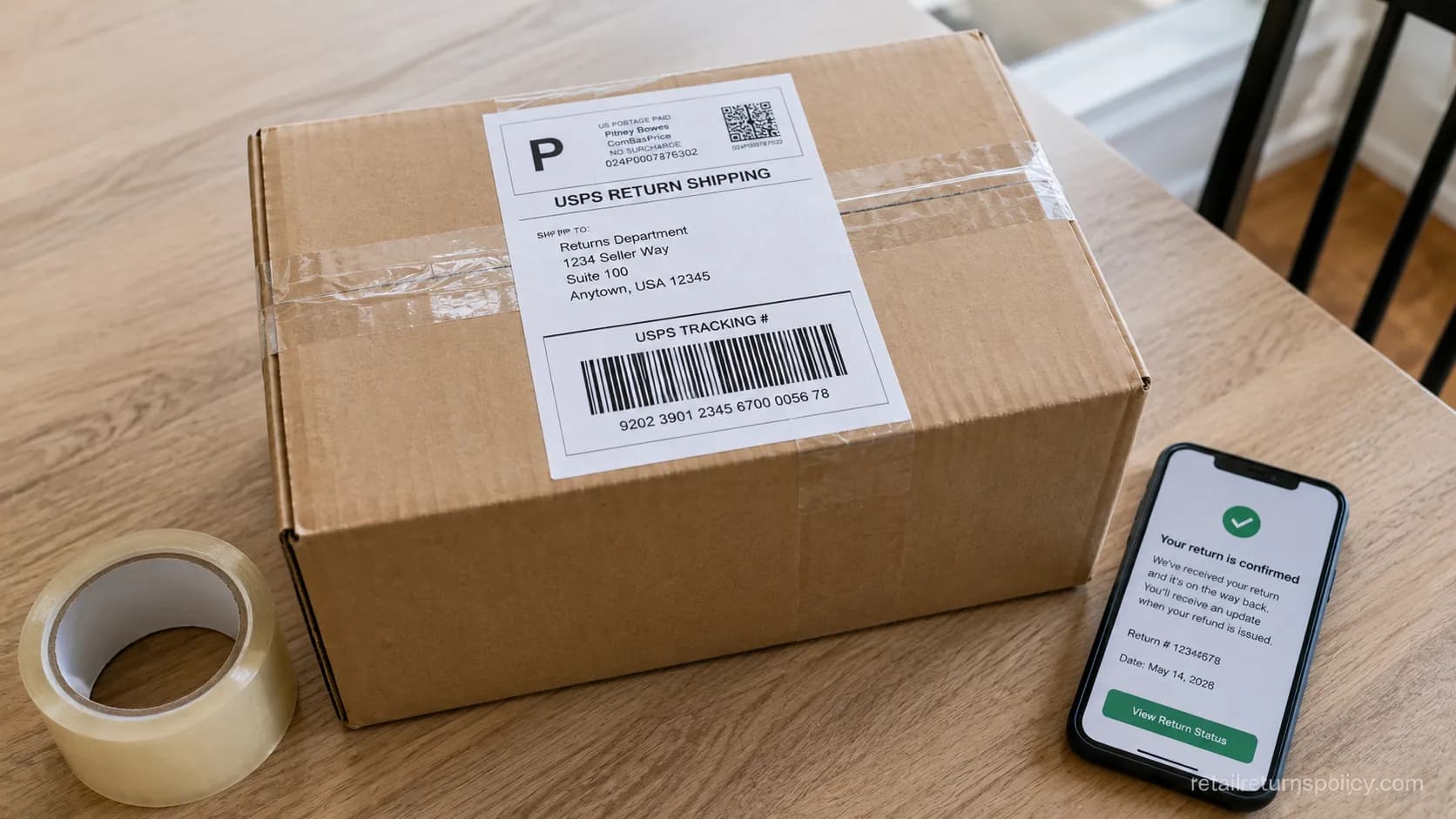 opened item repackaged with a prepaid return label to send back to sender
