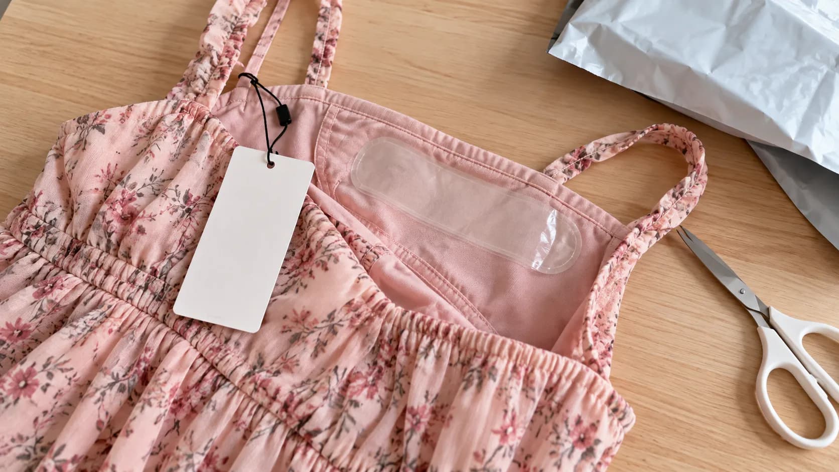 Princess Polly dress with vendor tag and hygiene liner attached for a return.