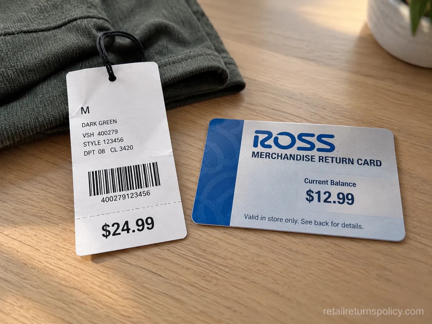 Ross Merchandise Return Card issued at the item’s current selling price after 30 days.