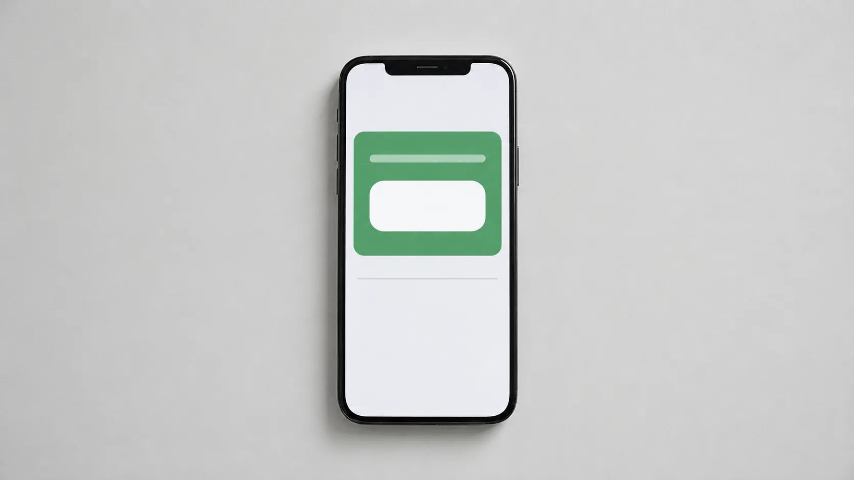 Representative illustration of a smartphone displaying an abstract gift card balance checker screen before a successful cash-out, photographed from directly above on a light gray surface.