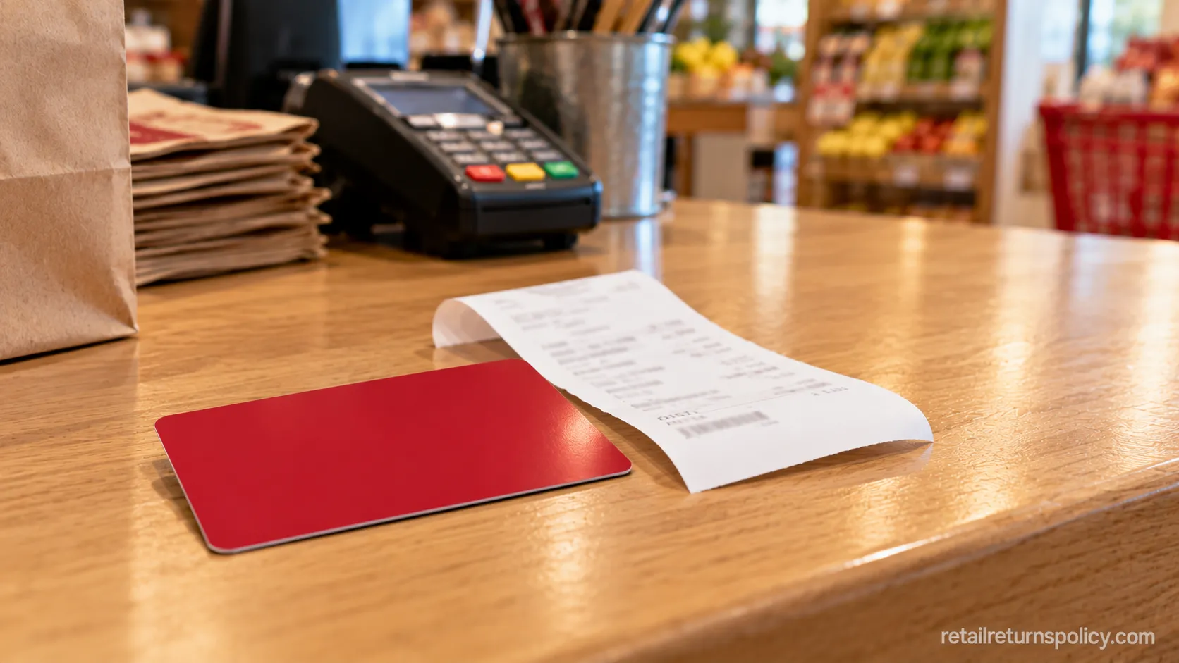 Store gift card and return slip issued for a no-receipt refund at the Trader Joe’s service desk.