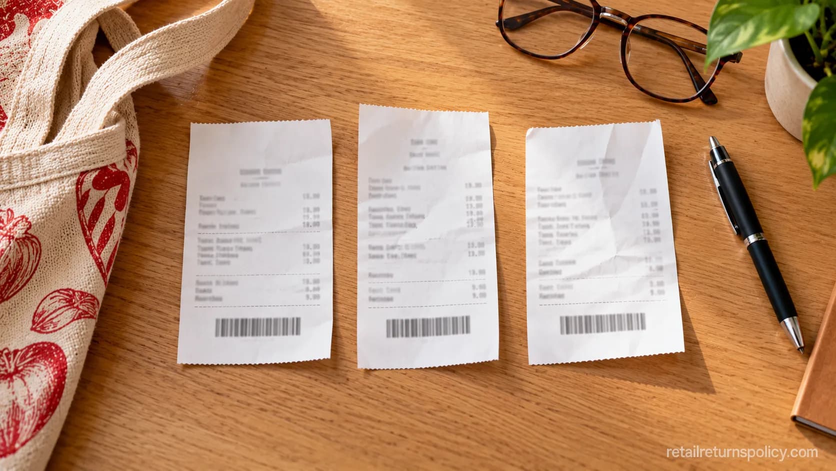 Three dated return slips from a Trader Joe’s return test across three stores in 2026.