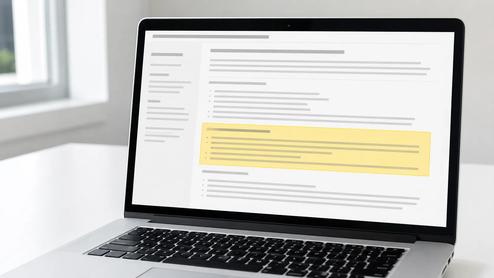 Representative illustration of a silver laptop displaying a generic retail policy webpage with a highlighted exchange-only section, shown on a clean white desk with no readable text or branding.