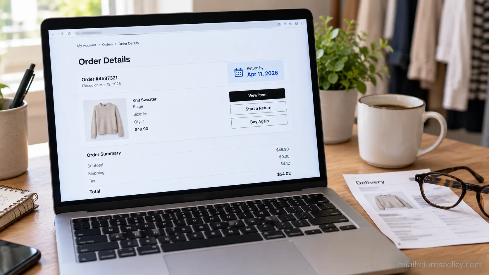 Zara order detail page showing the return-by date for an online order
